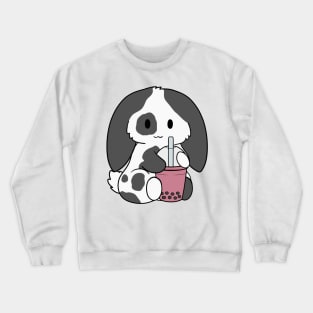 Spotted Black Bunny Strawberry Bubble Tea Crewneck Sweatshirt